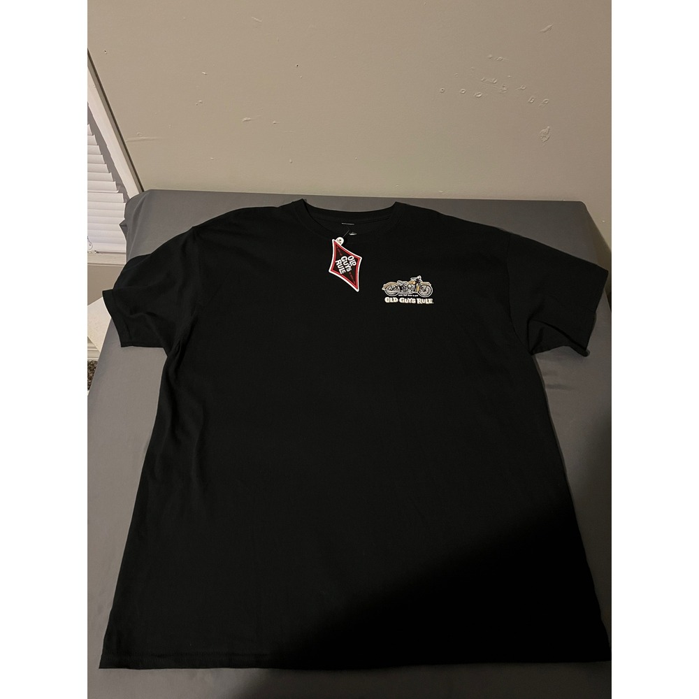 Old Guys Rule Mens 2XL Black Motorcycle T-Shirt Loud Fast Built To Last NWT